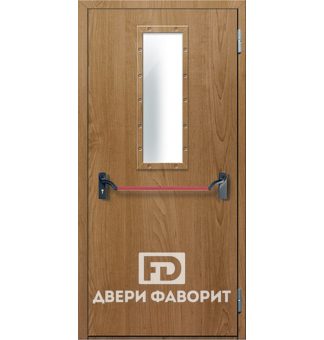 противопожарная дверь с отделкой МДФ и стеклом