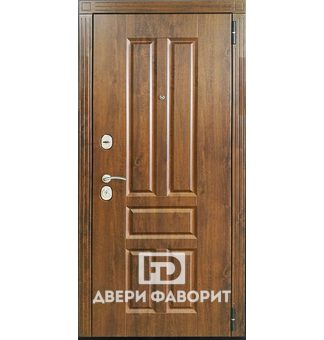 Уличная металлическая дверь с филёнчатым МДФ и двумя замками