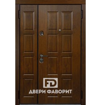 Уличная двустворчатая дверь с филёнчатым МДФ
