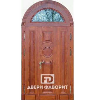 Двустворчатая арочная дверь с верхней вставкой